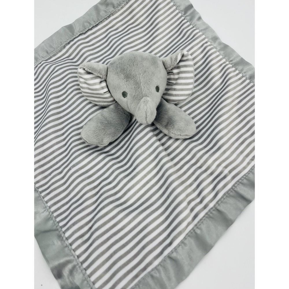 Circo Target Elephant Plush Lovey Gray Stripe Satin Back Security Blanket